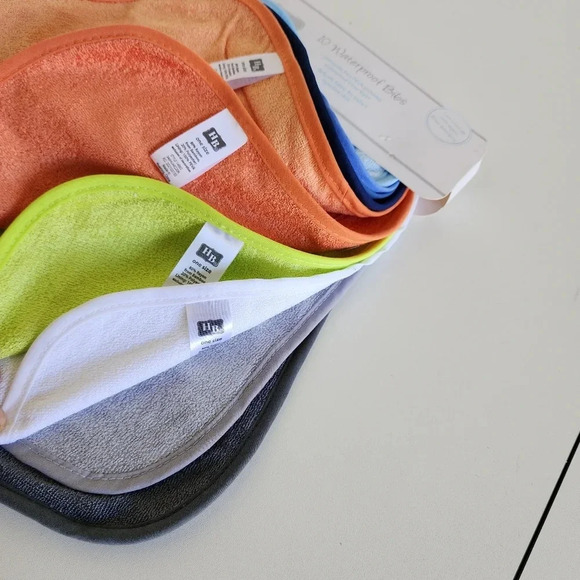 NWT Set Of 10 Hudson Baby Unisex Babydrooler Bib with Waterproof Lining Blue - Picture 6 of 11